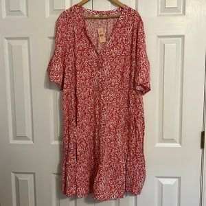 NWT Loft Plus Floral & Bird Print Tiered Dress 22W